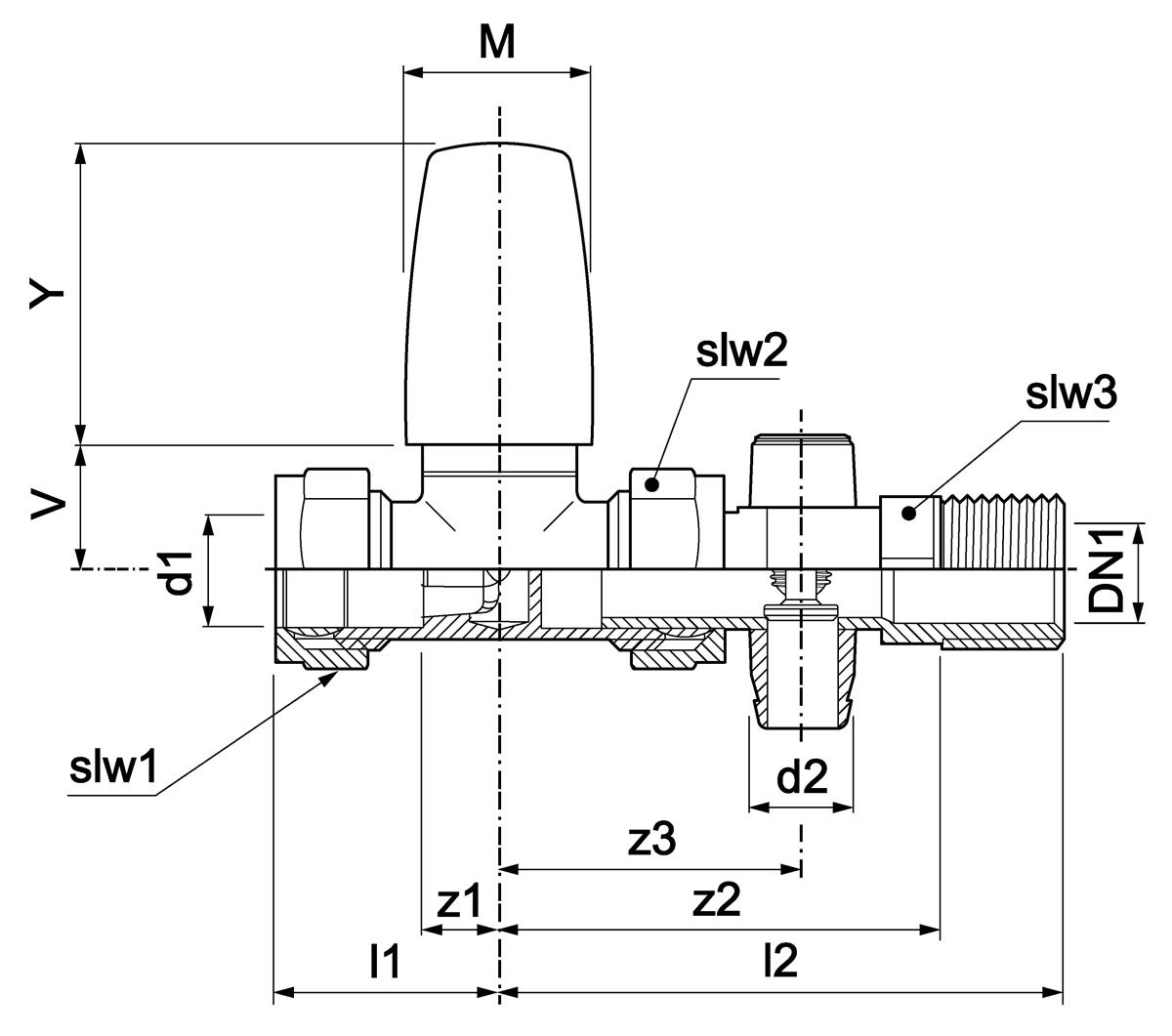 368T Straight Pattern Drain off Lockshield
